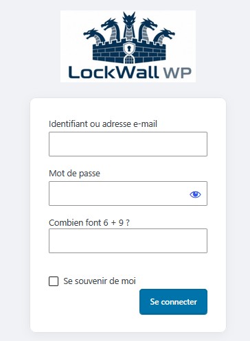 Captcha mathématique affiché sur la page de connexion LockWall WP